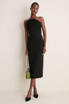 Black Valletta Sculptural Midi Dress