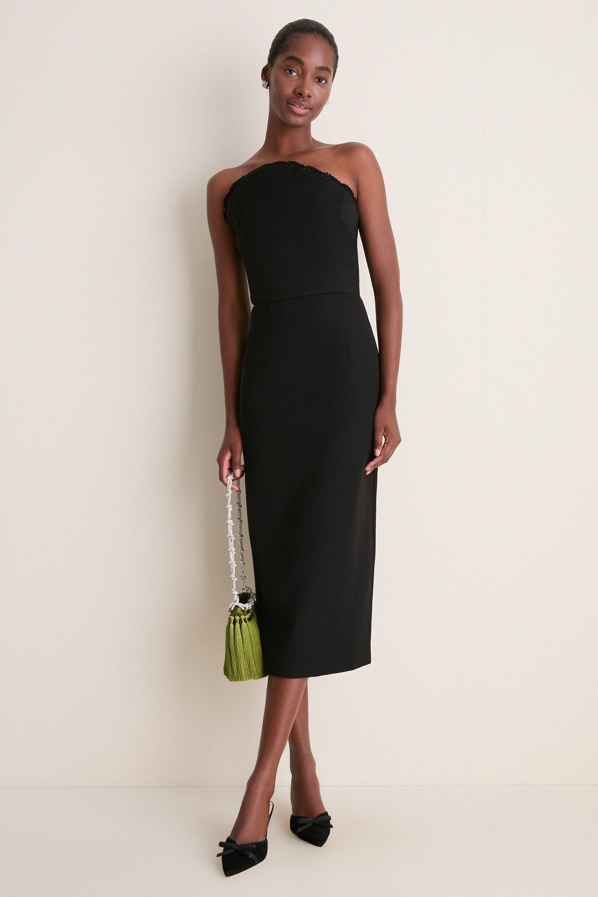 Black Valletta Sculptural Midi Dress