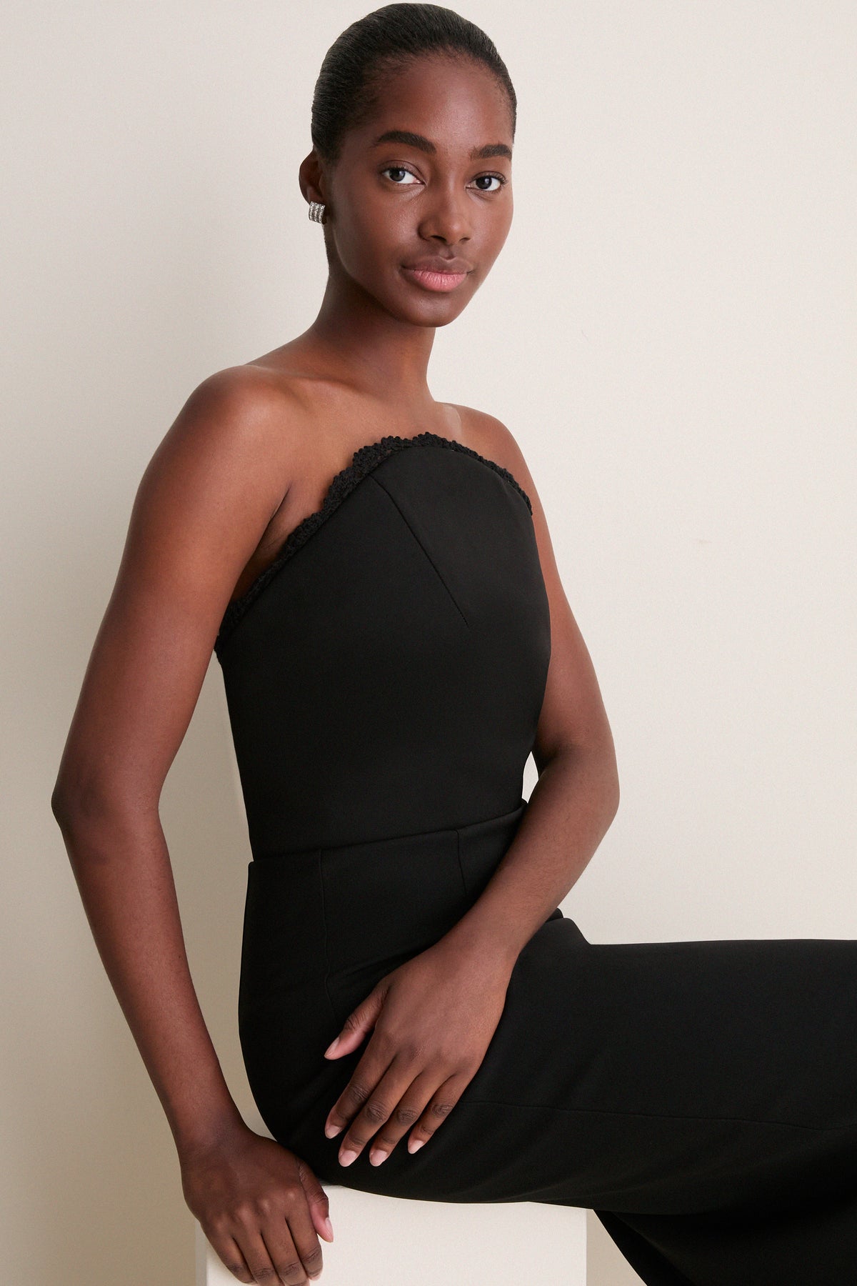 Black Valletta Sculptural Midi Dress