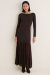 Dark Brown Gemma Mix-Media Maxi Dress