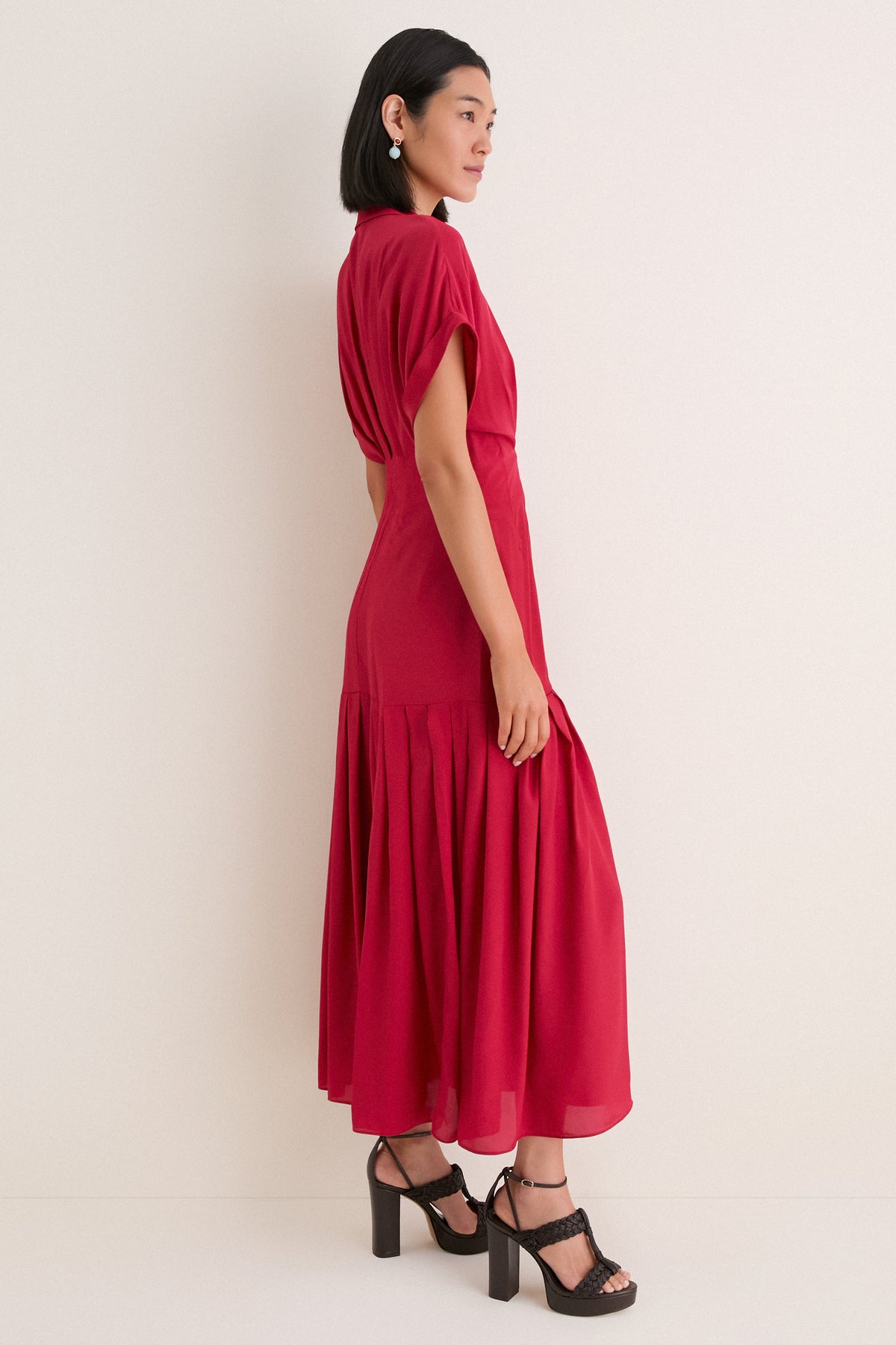 Rouge Red Riya Silk Midi Dress