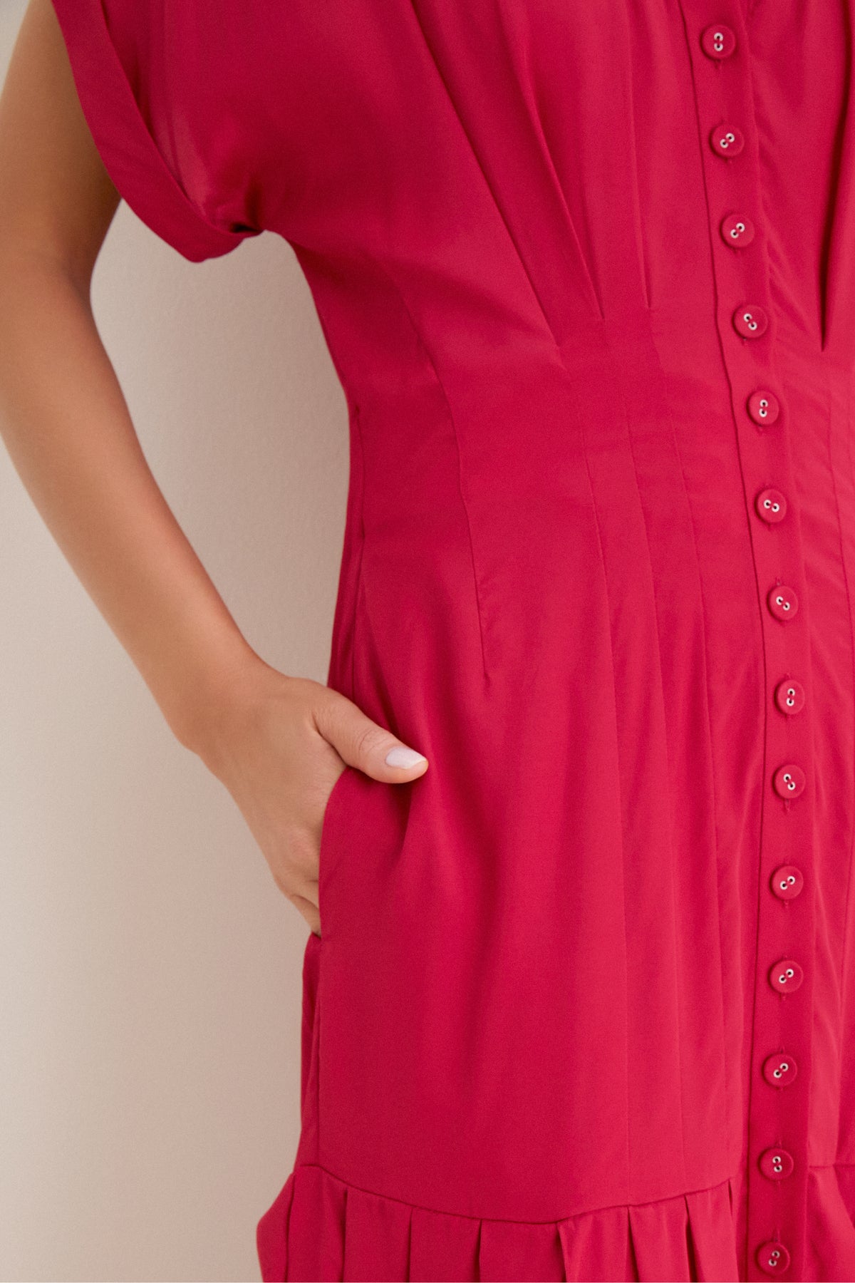 Rouge Red Riya Silk Midi Dress