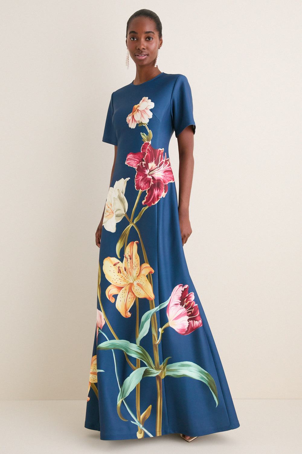 Indigo Lily Print Alice Maxi Dress