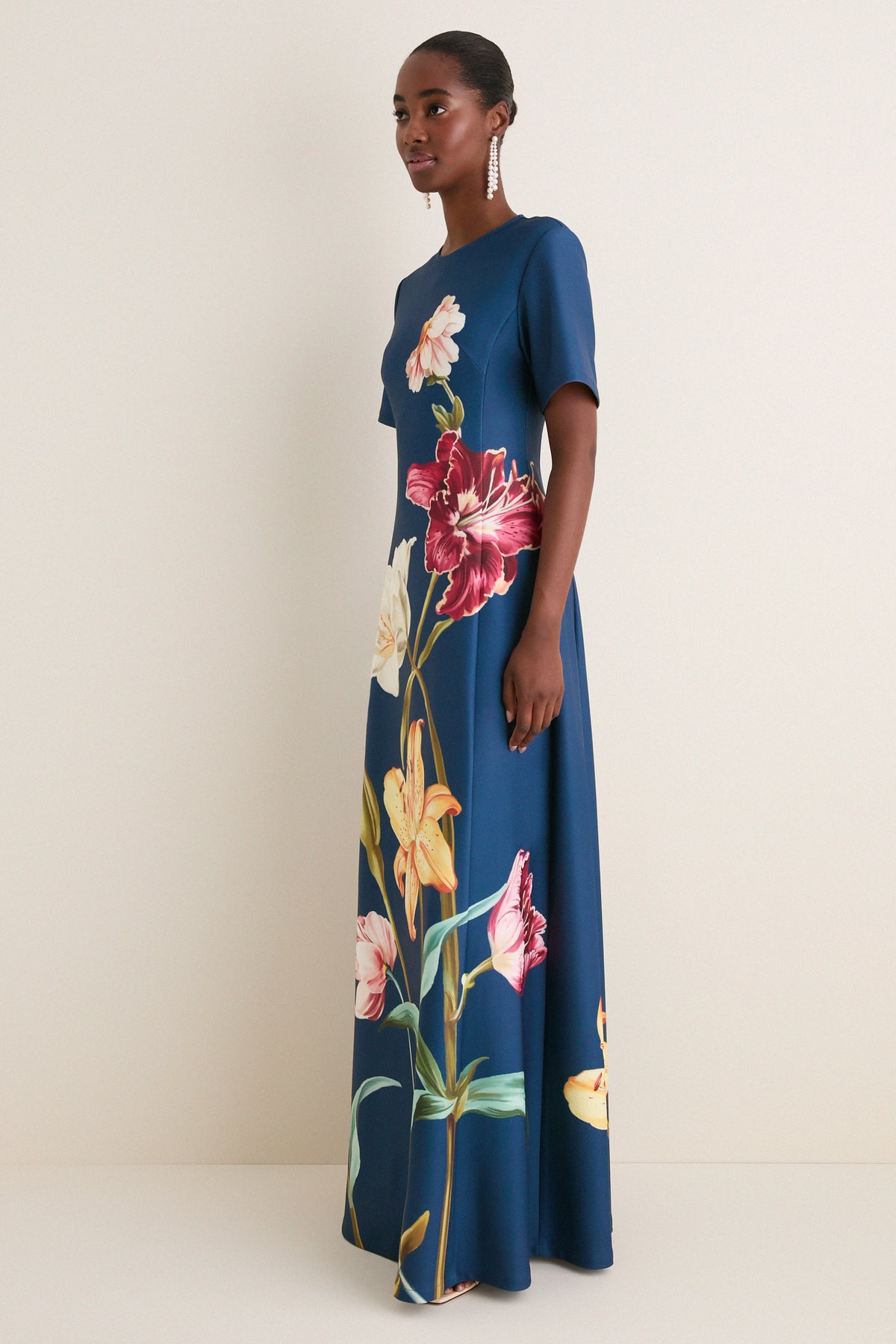 Indigo Lily Print Alice Maxi Dress