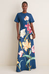 Indigo Lily Print Alice Maxi Dress