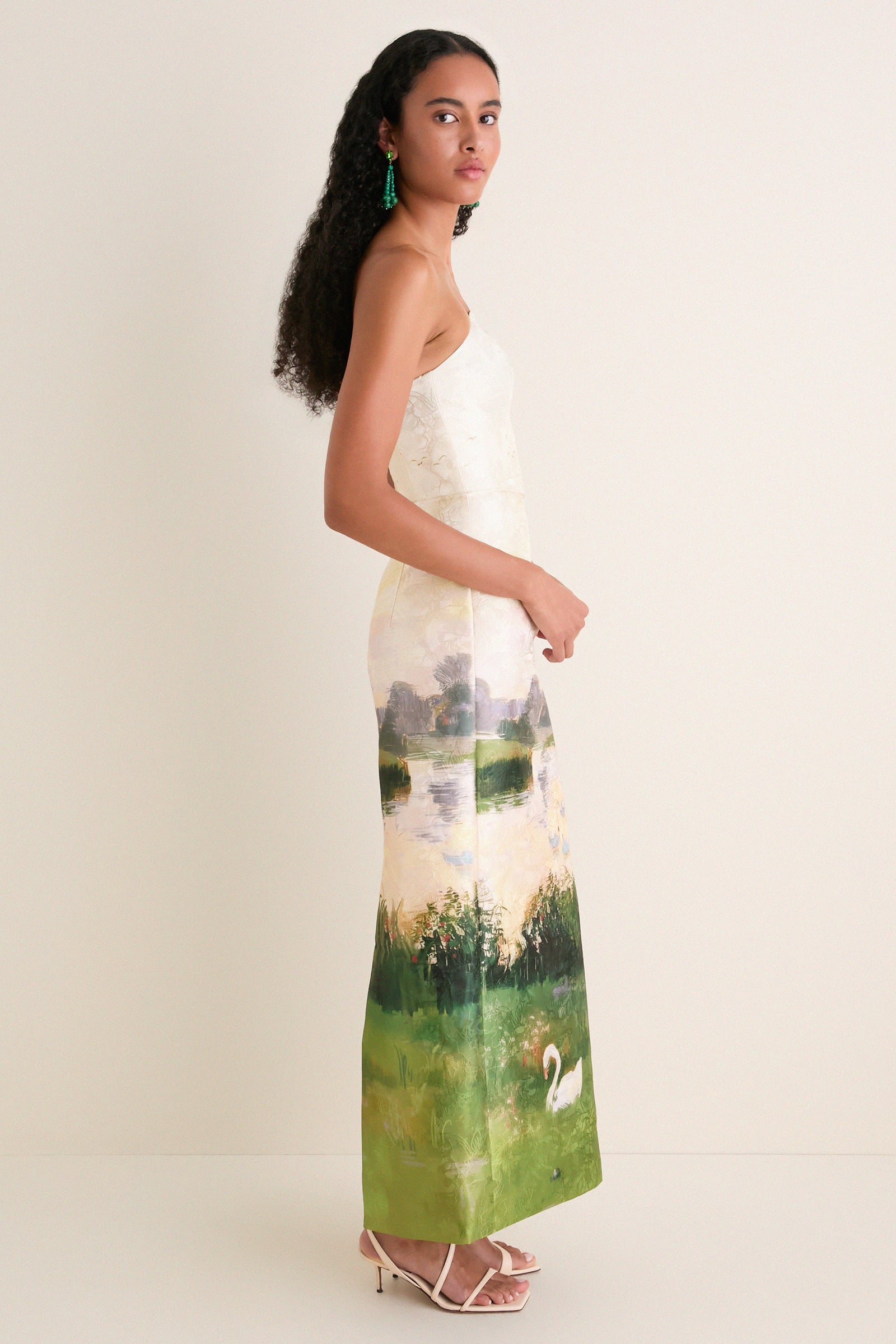 Serene Print Ava Jacquard Bustier Midi Dress