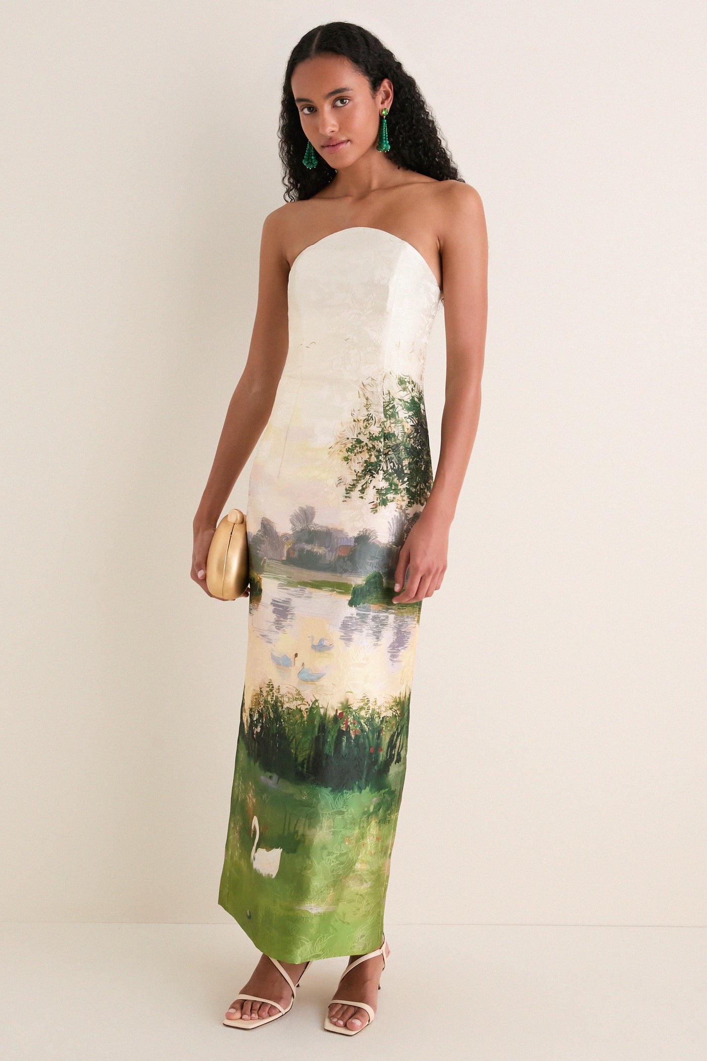 Serene Print Ava Jacquard Bustier Midi Dress