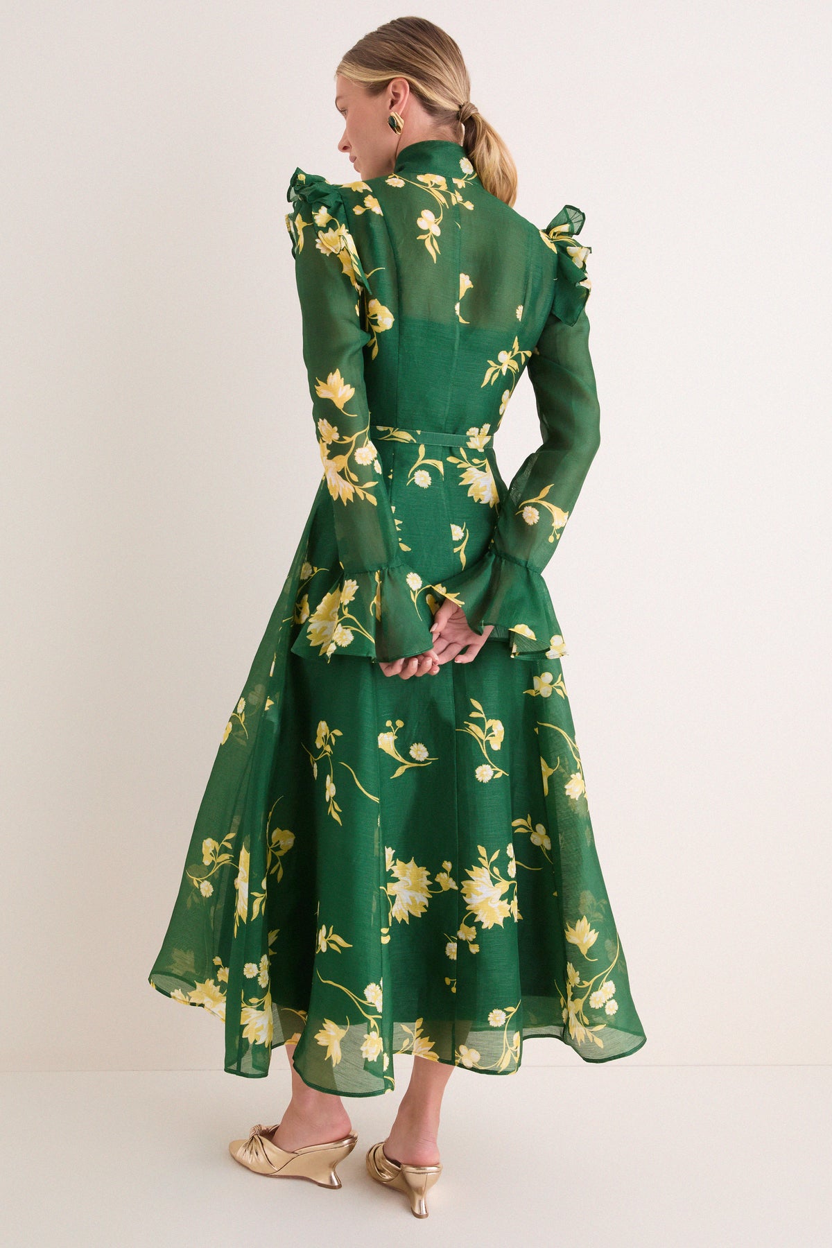 Forest Print Katrina Butterly Sleeve Midi Dress