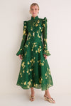 Forest Print Katrina Butterly Sleeve Midi Dress