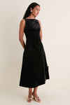 Ebony Velvet Bow Cleo Midi Dress