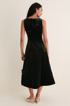 Ebony Velvet Bow Cleo Midi Dress