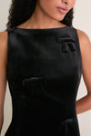 Ebony Velvet Bow Cleo Midi Dress