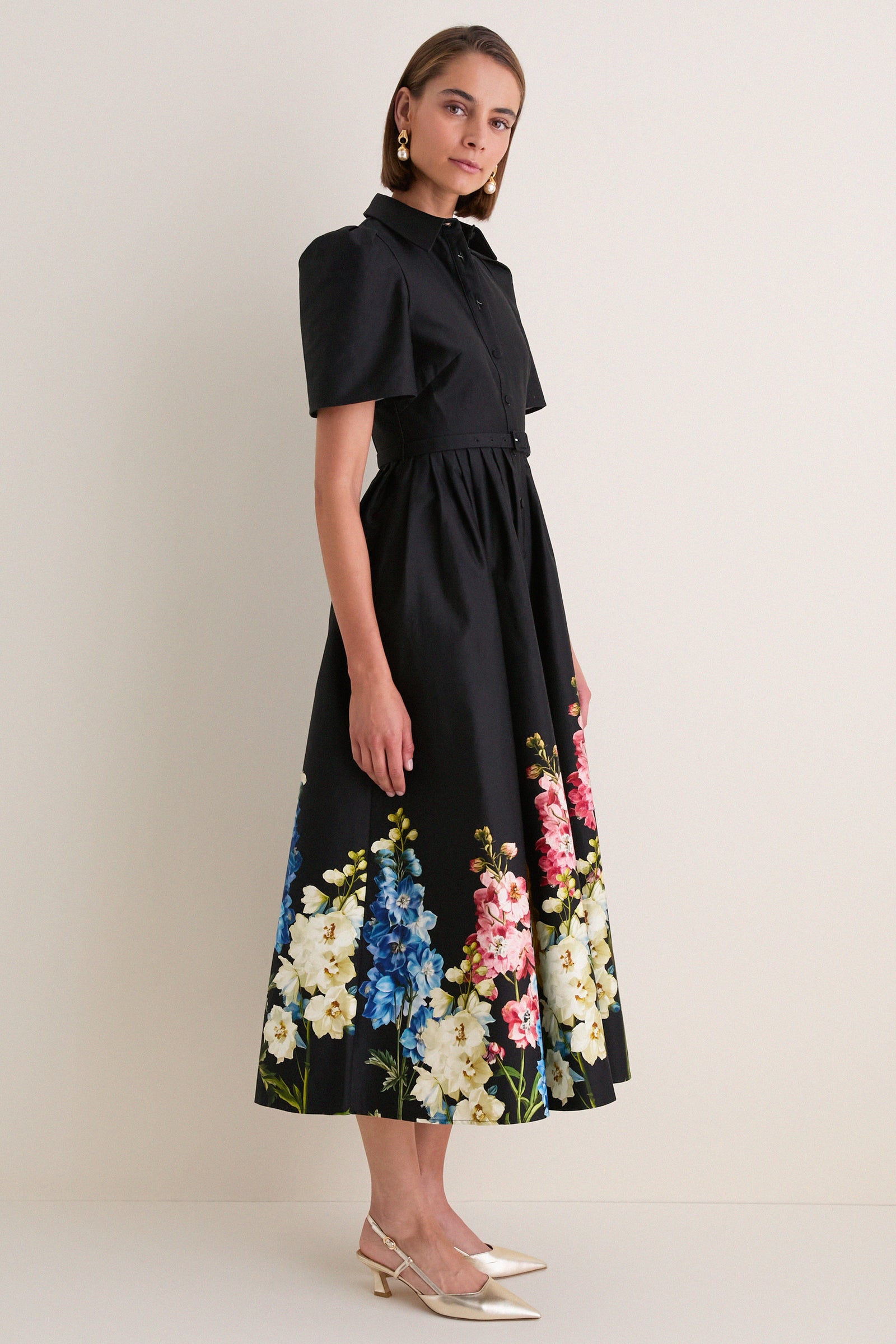 Ebony Snapdragon Print Bianca Midi Dress