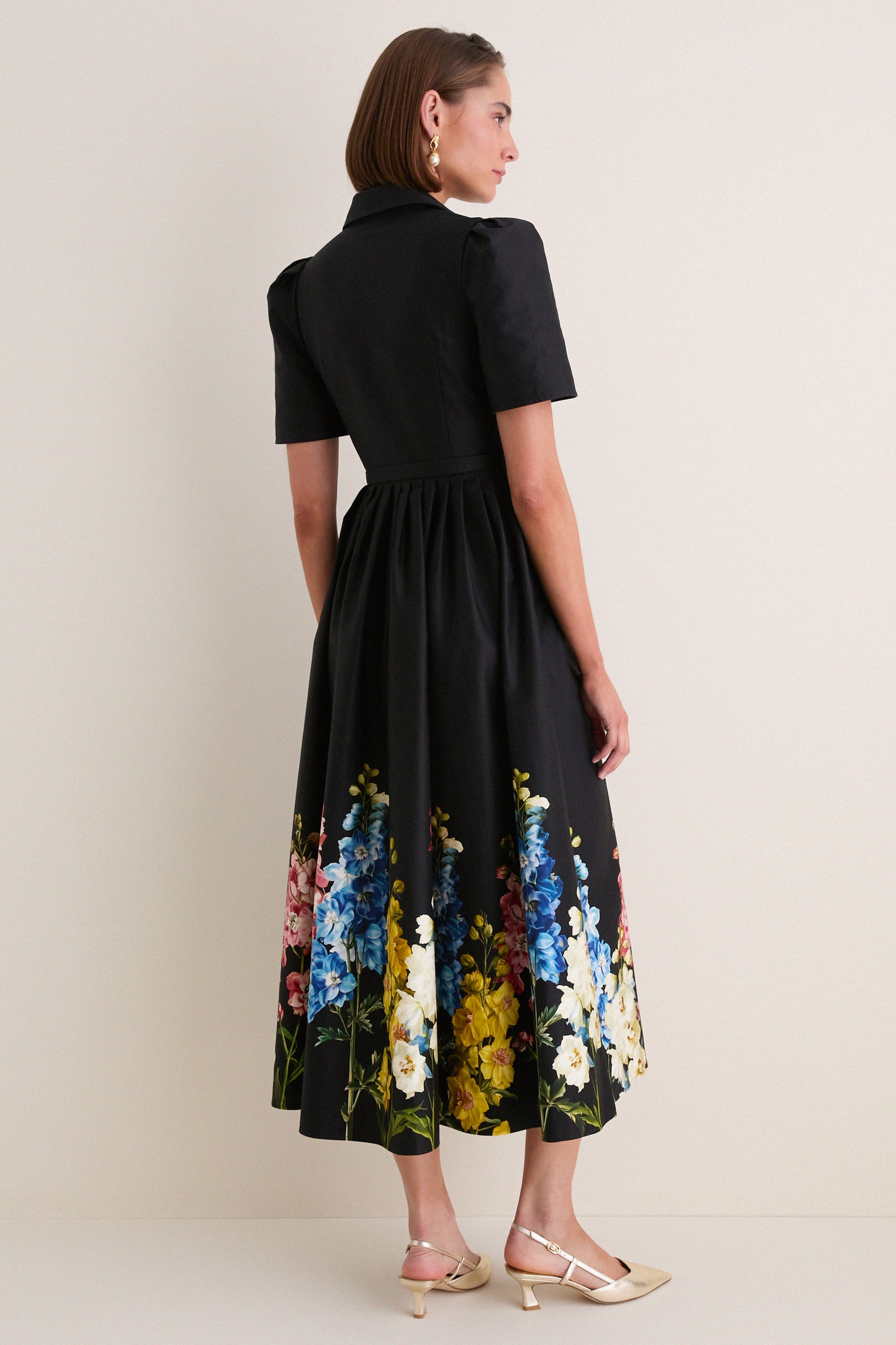 Ebony Snapdragon Print Bianca Midi Dress