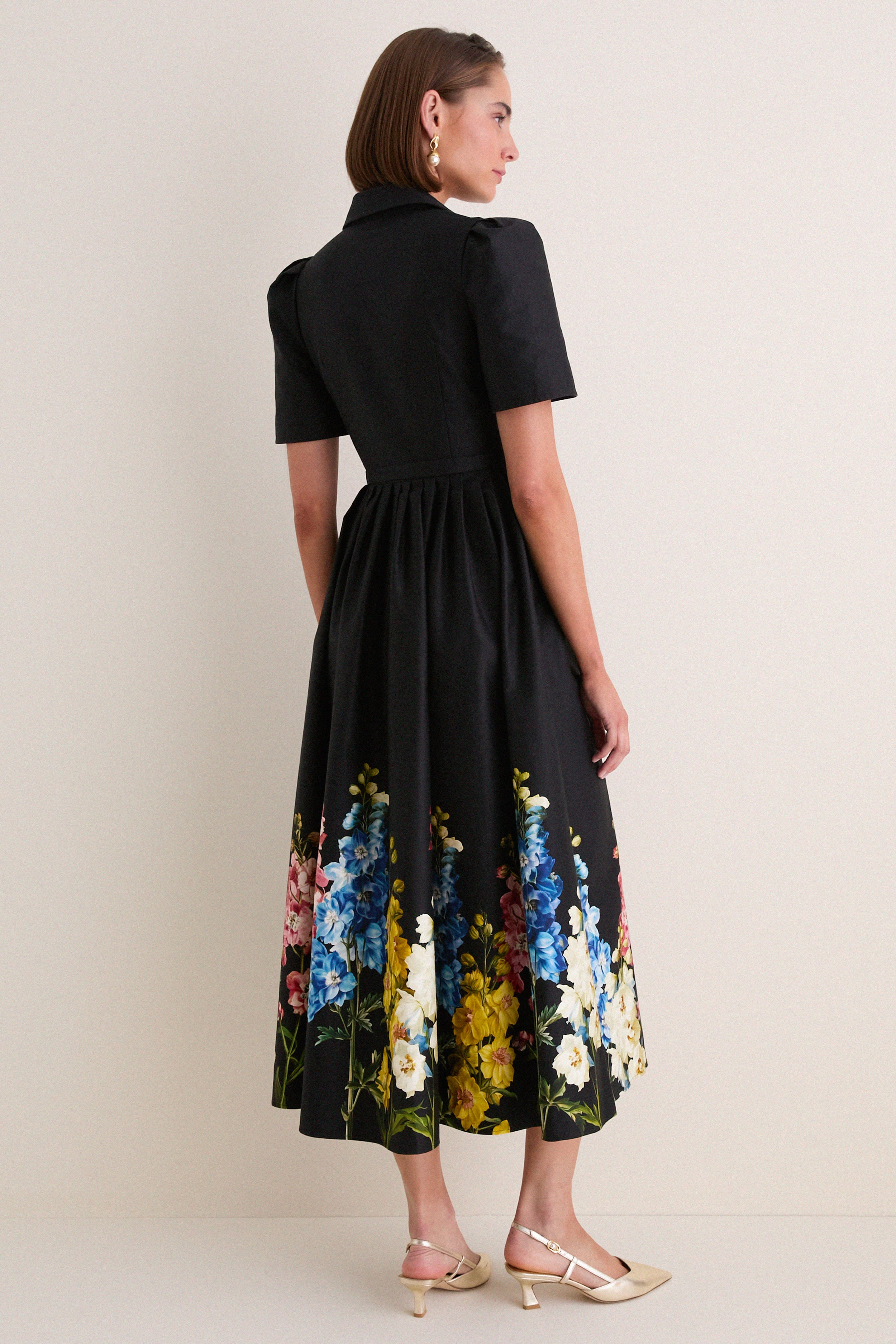 Ebony Snapdragon Print Bianca Midi Dress