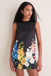 Ebony Snapdragon Print Yvonne Embroidered Mini Dress