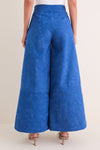 Azure Vegan Suede Applique Christina Pants