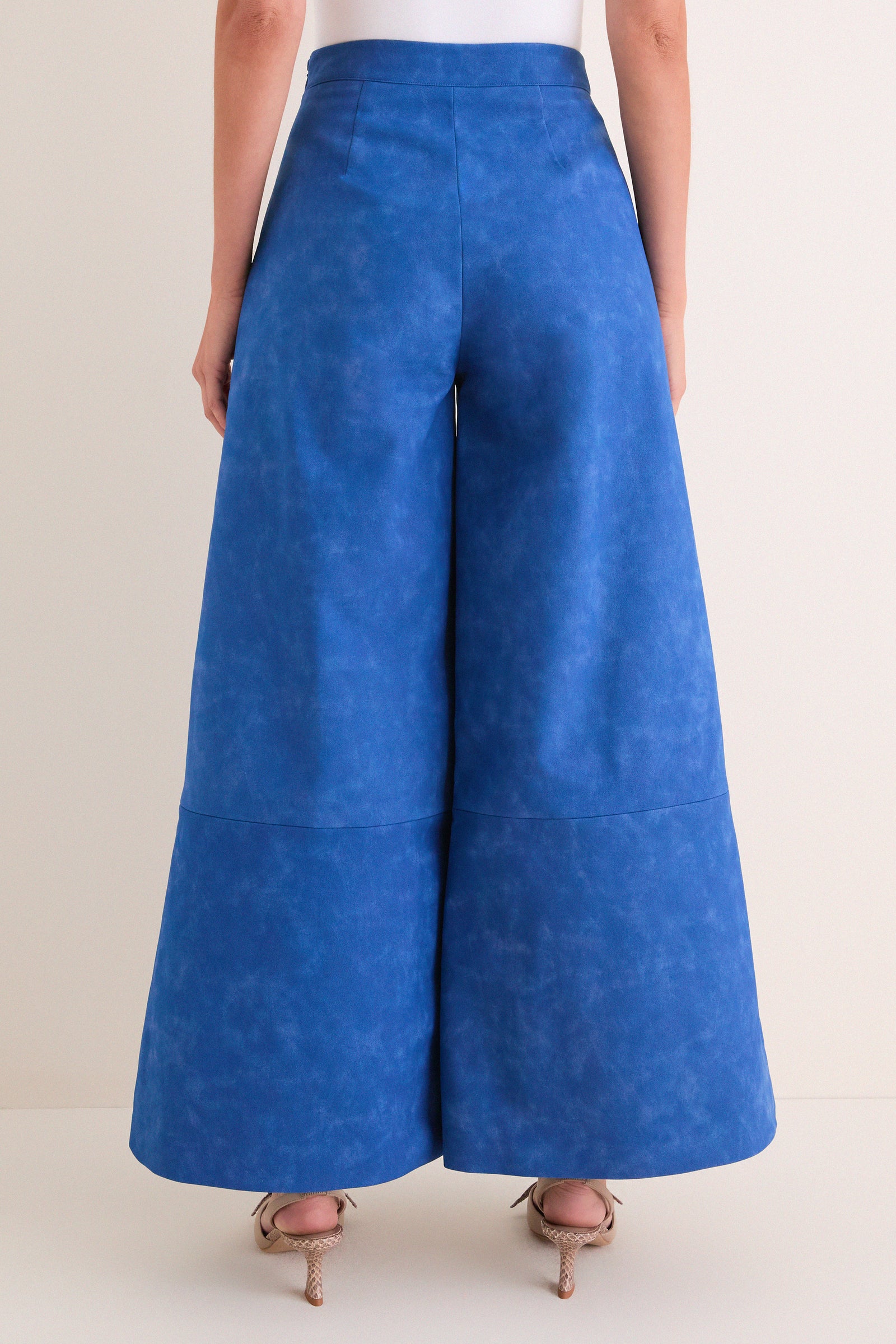 Azure Vegan Suede Applique Christina Pants