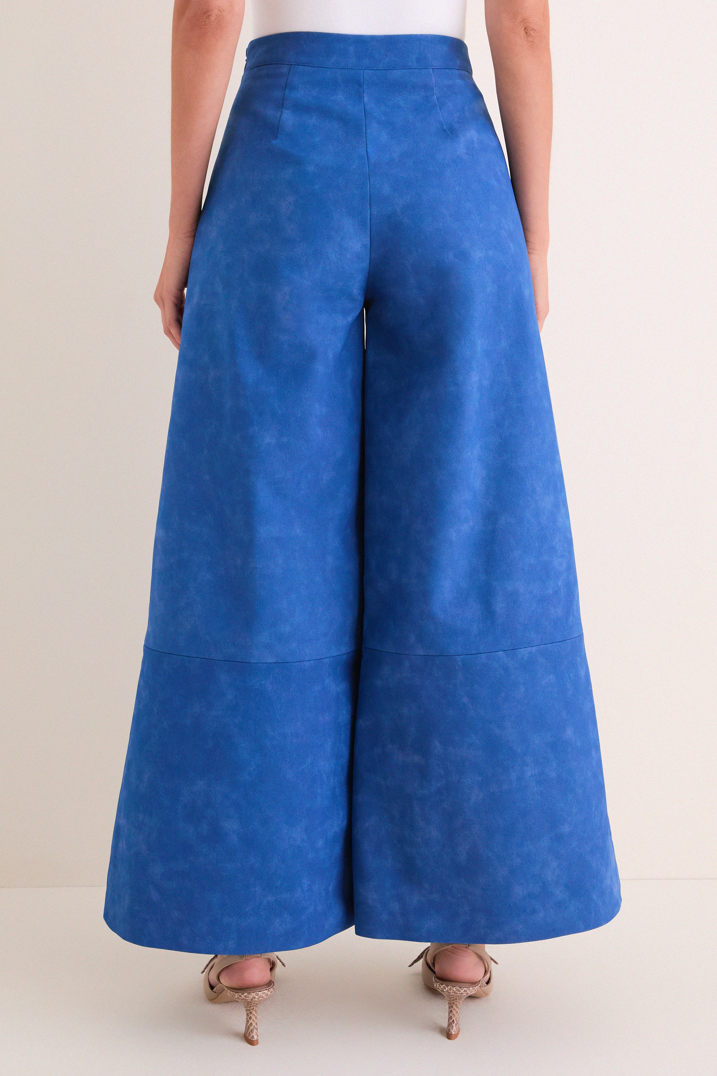 Azure Vegan Suede Applique Christina Pants