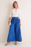 Azure Vegan Suede Applique Christina Pants