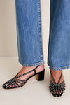 Black Studded Suede Priscilla Heels