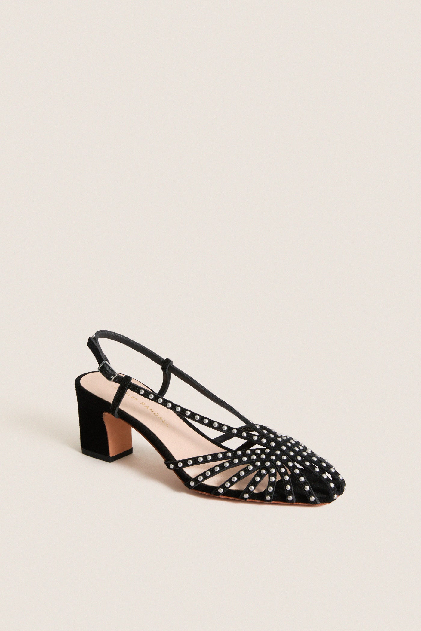 Black Studded Suede Priscilla Heels