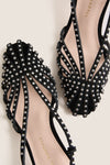 Black Studded Suede Priscilla Heels