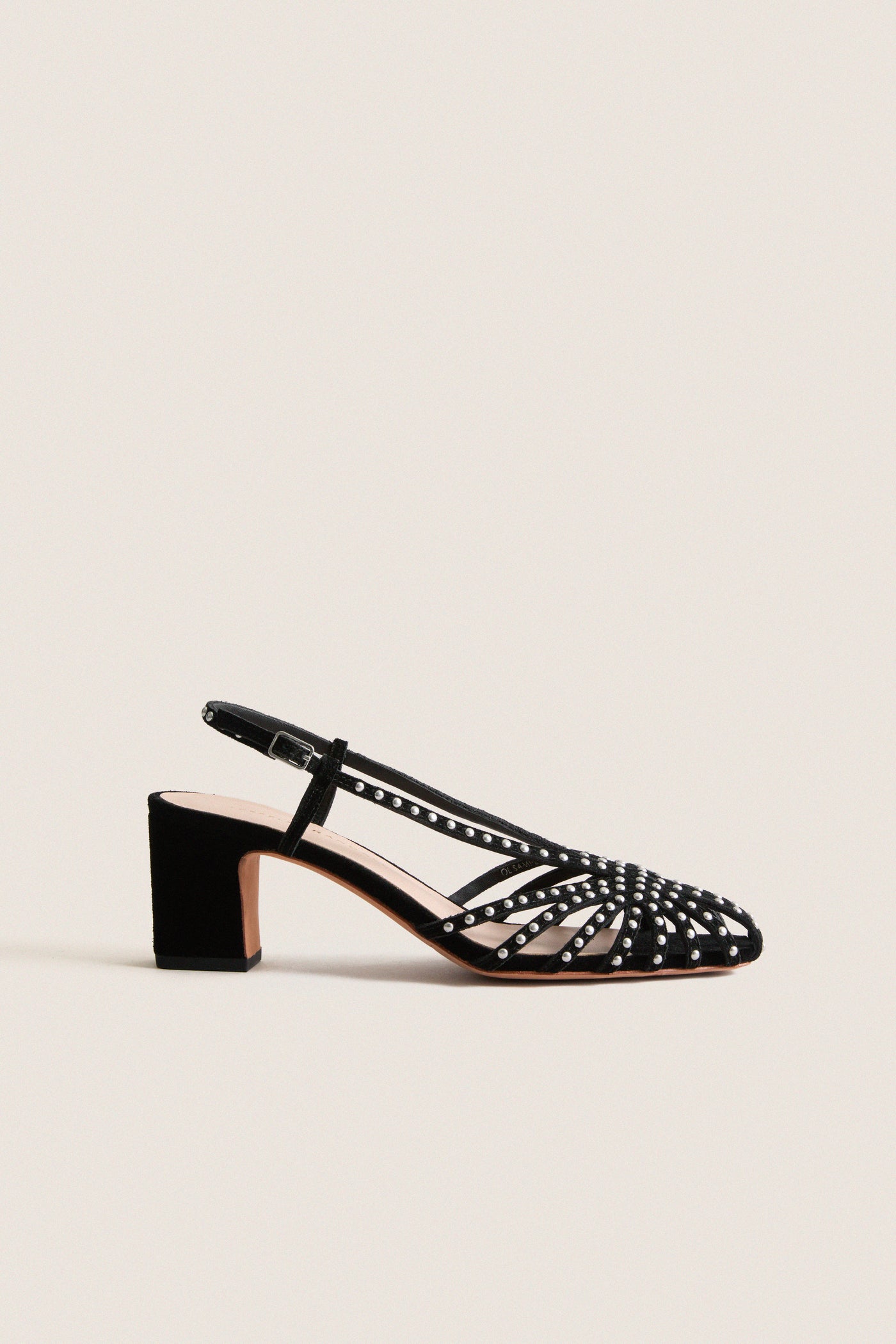 Black Studded Suede Priscilla Heels