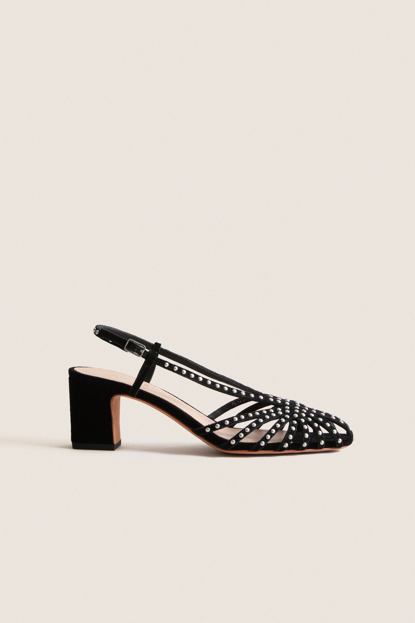 Black Studded Suede Priscilla Heels