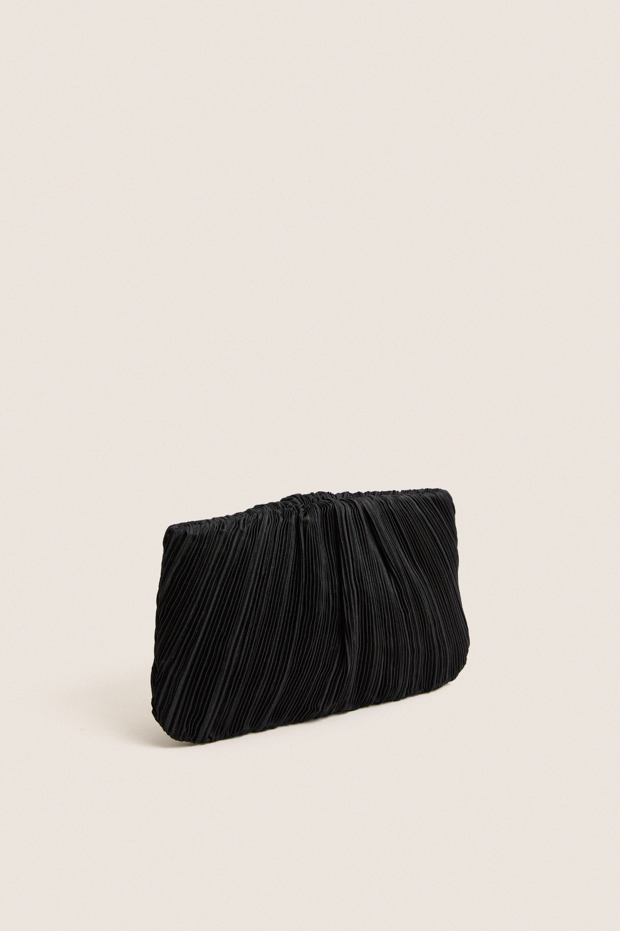 Black Brit Pleated Clutch