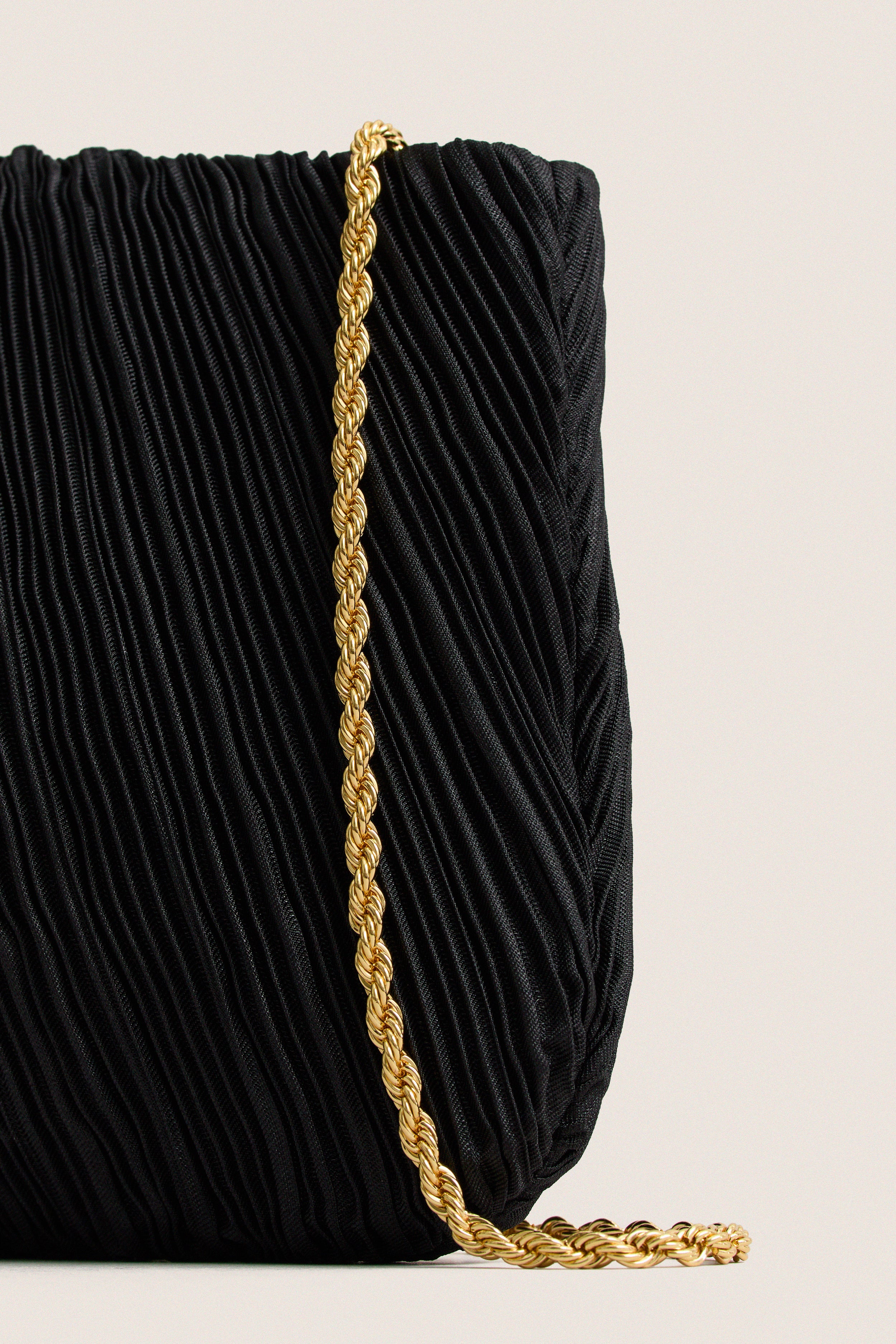 Black Brit Pleated Clutch