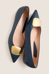 Petrol Blue with Gold Pebble Nalpak Traboe Flats