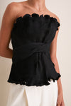 Black Te Recuerdo Pleated Top