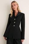 Noir Evelyn Jacket With Embroidered Tulip