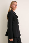 Noir Evelyn Jacket With Embroidered Tulip