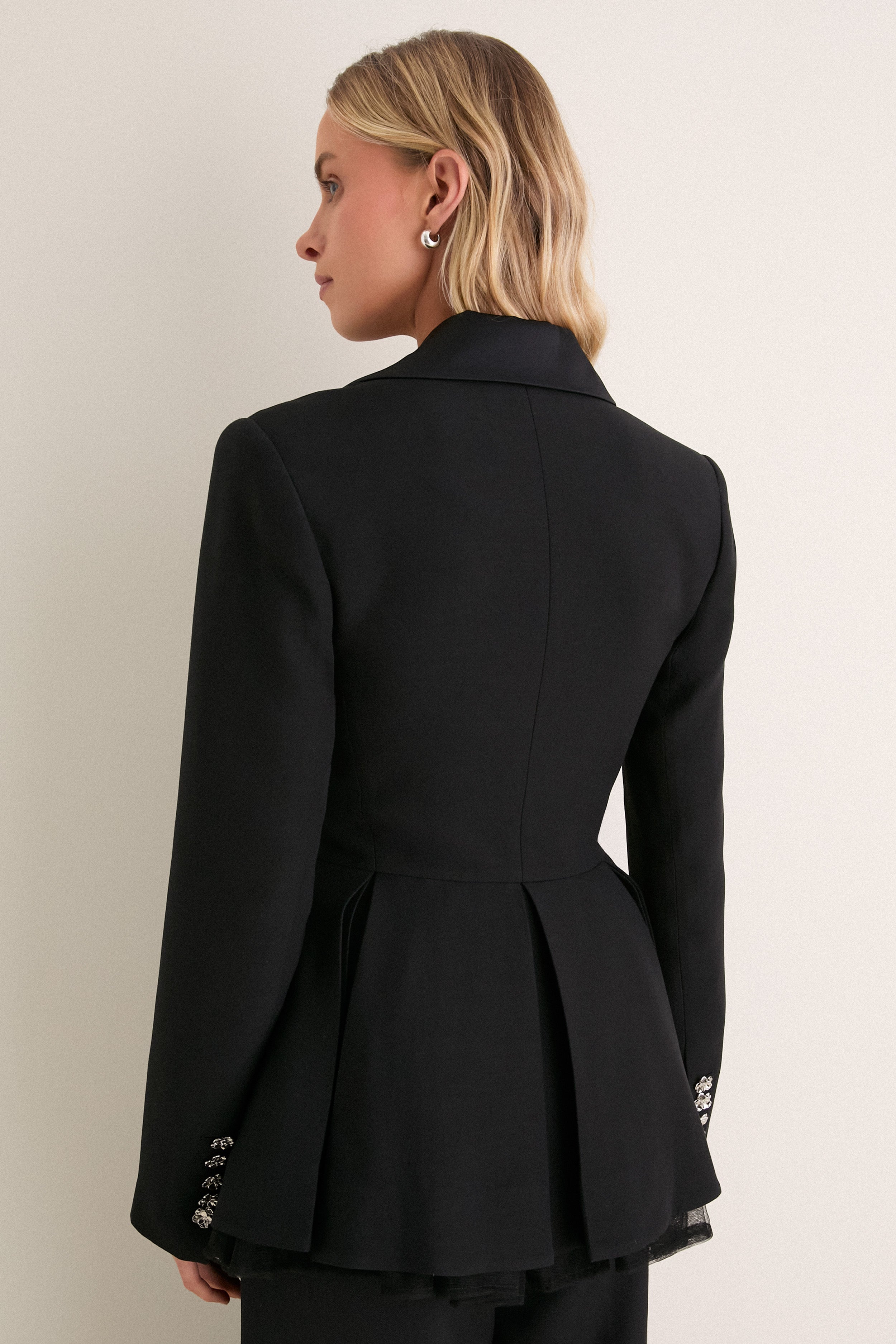 Noir Evelyn Jacket With Embroidered Tulip