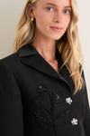 Noir Evelyn Jacket With Embroidered Tulip