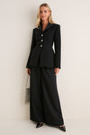 Noir Evelyn Jacket With Embroidered Tulip