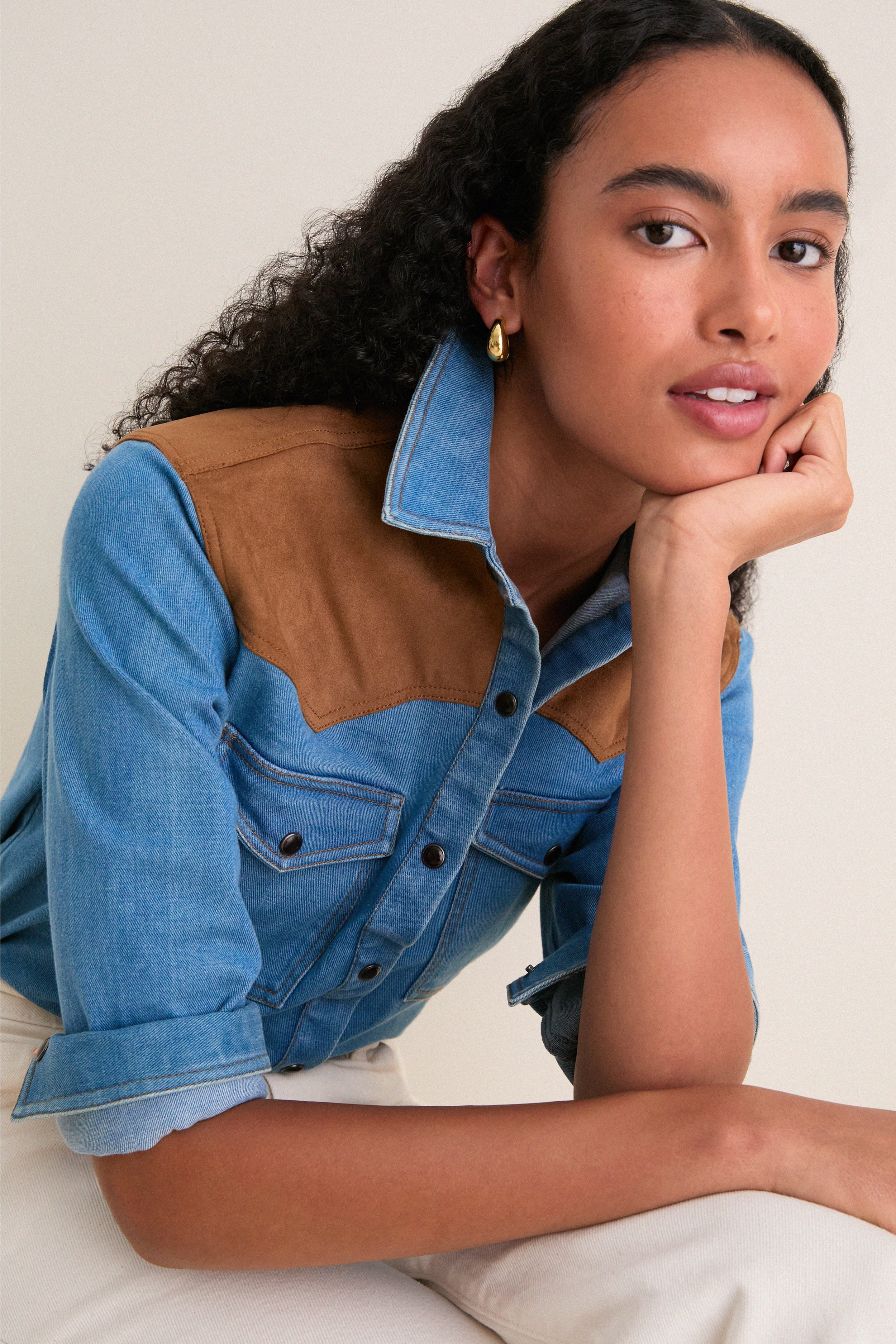 Blue Brown Denim Ofra Shirt