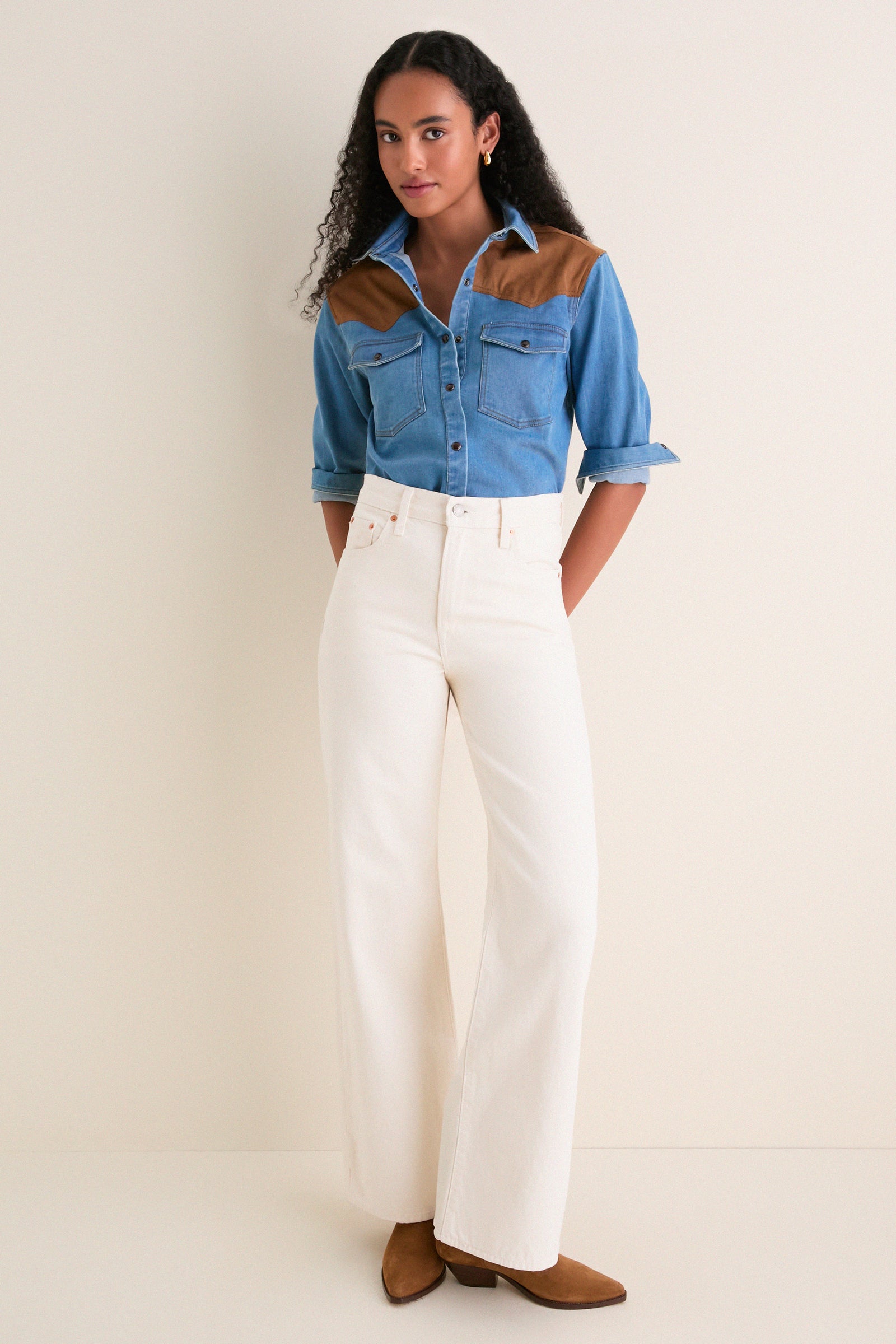 Blue Brown Denim Ofra Shirt