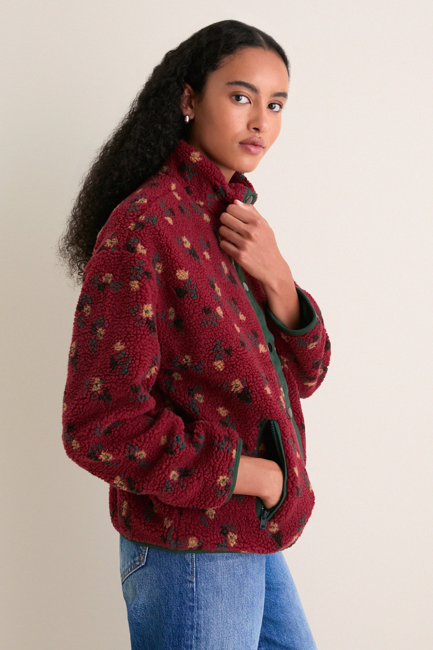 Burgundy Aliza Fleece Jacket