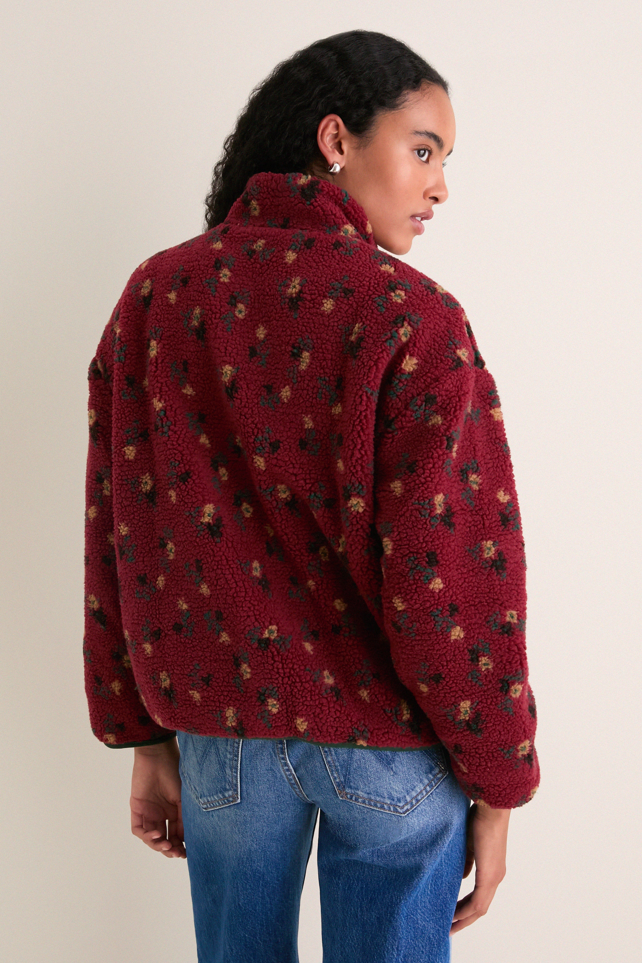 Burgundy Aliza Fleece Jacket