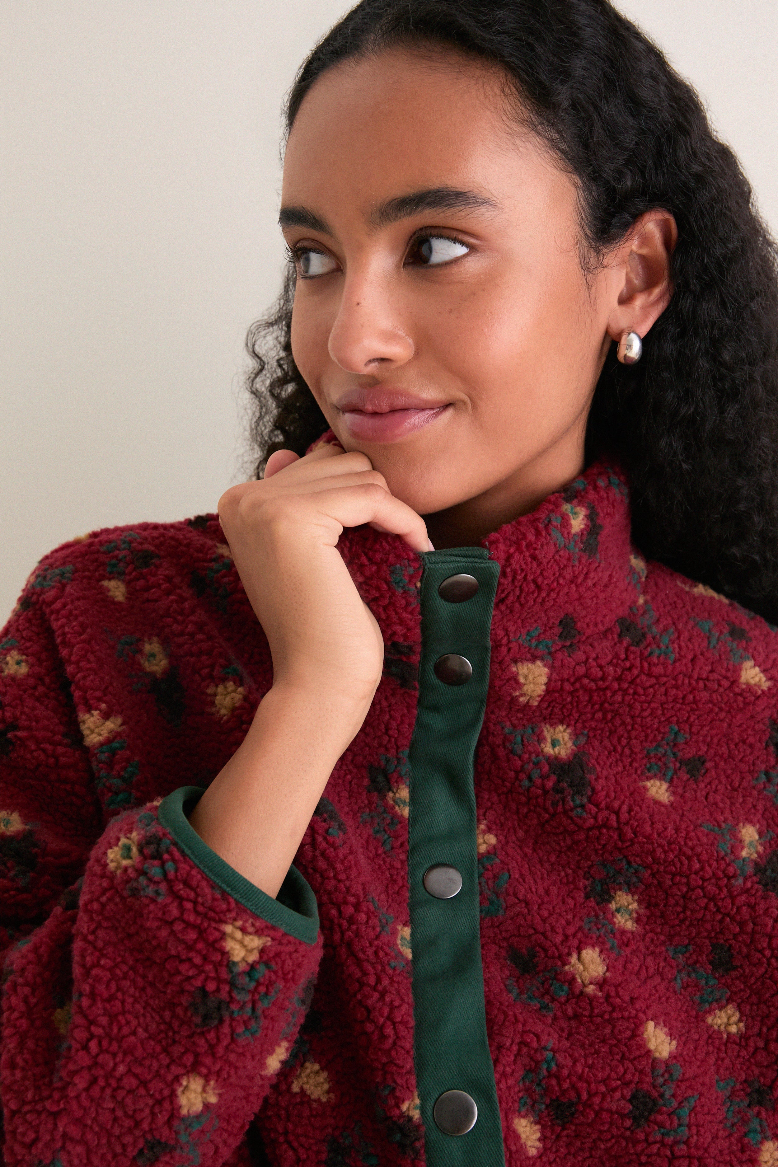 Burgundy Aliza Fleece Jacket