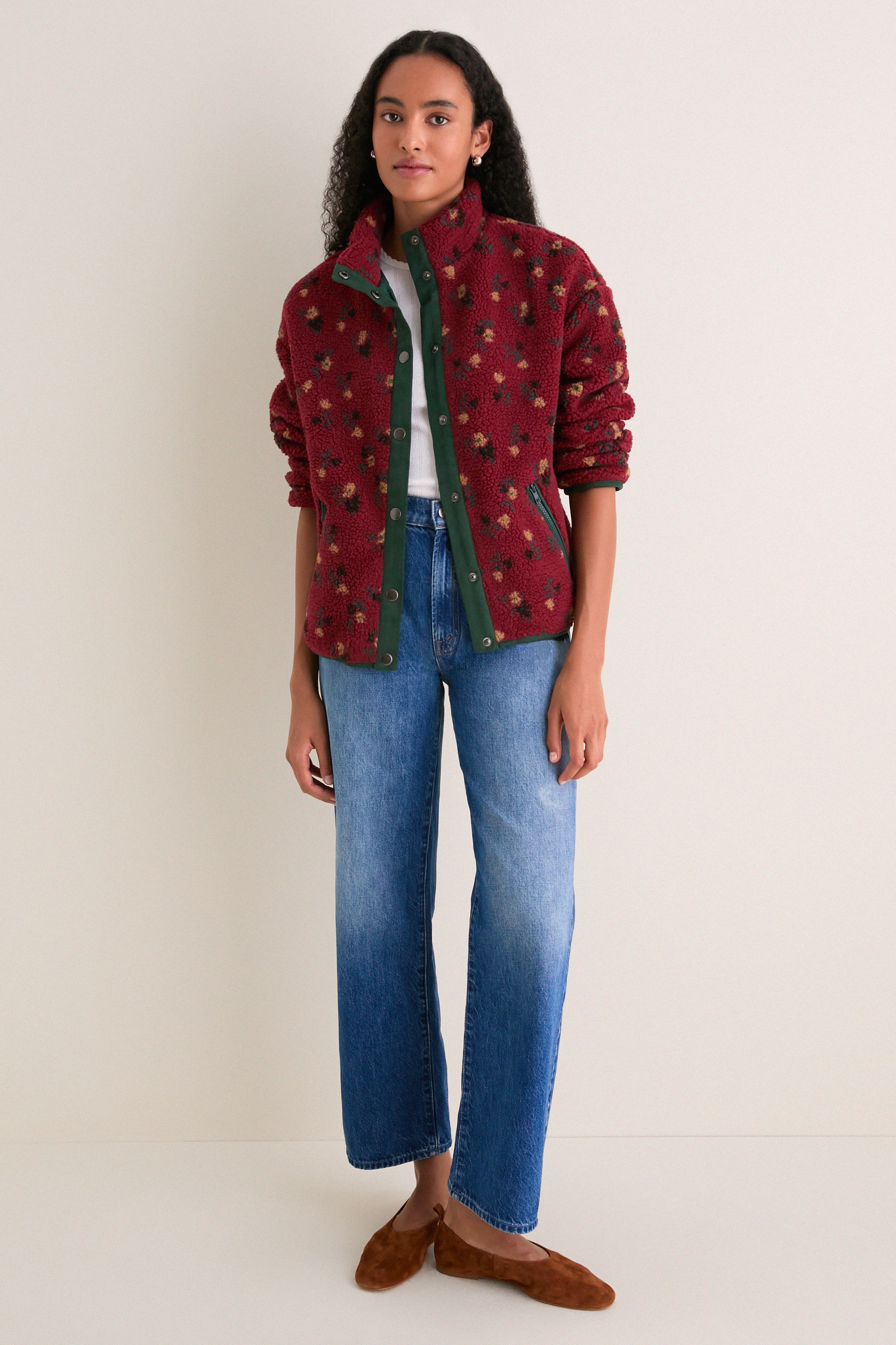 Burgundy Aliza Fleece Jacket