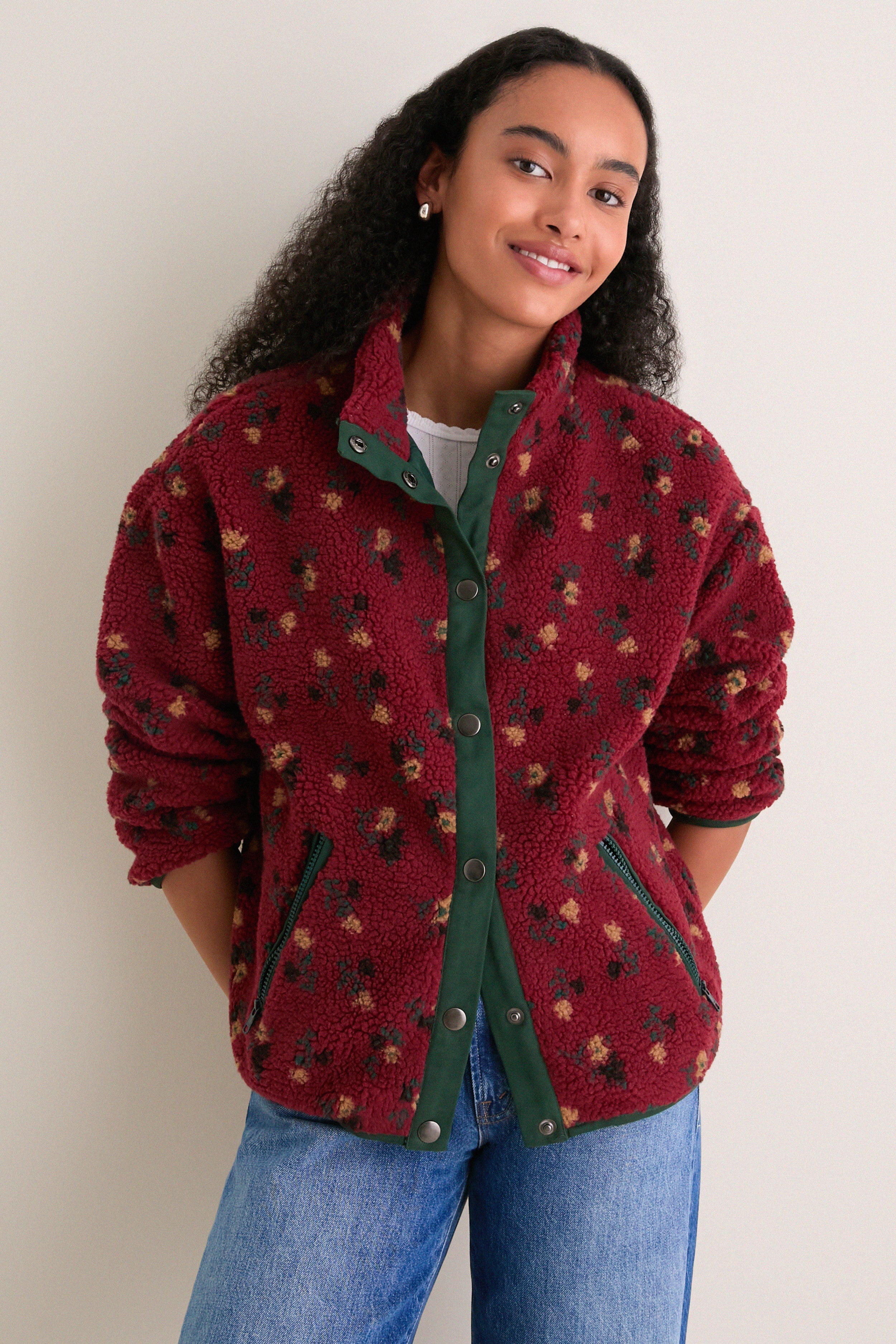 Burgundy Aliza Fleece Jacket