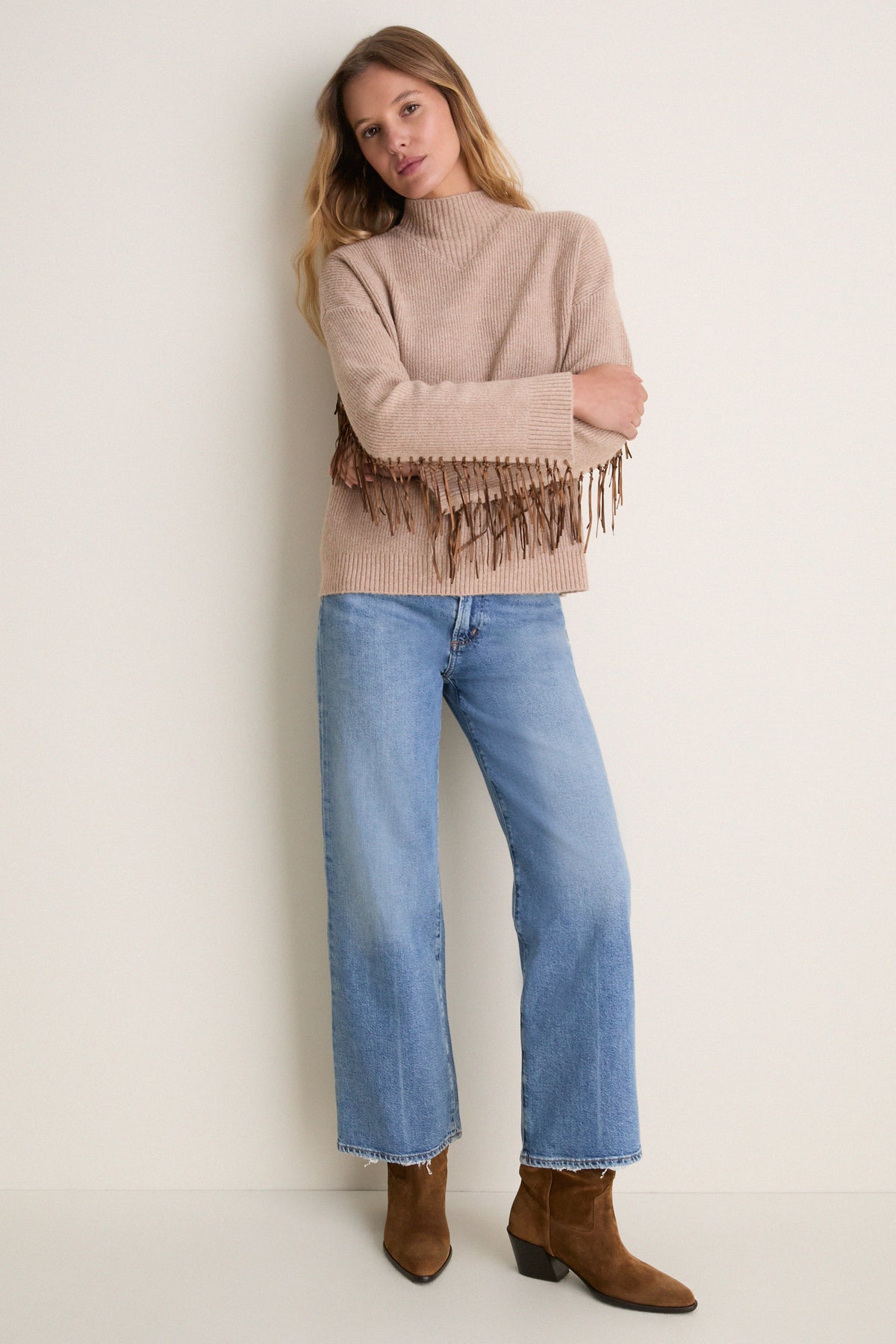 Camel Fringe Vanette Sweater