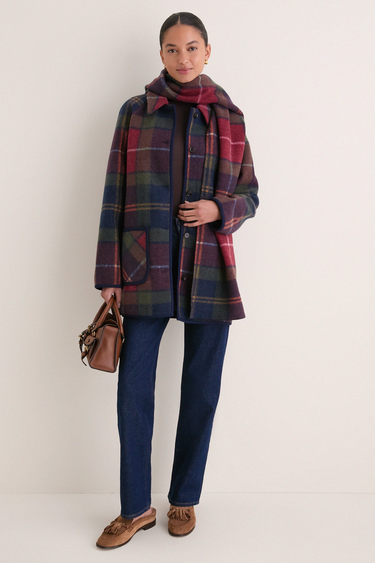 Multi Plaid Gaelle Scarf Jacket