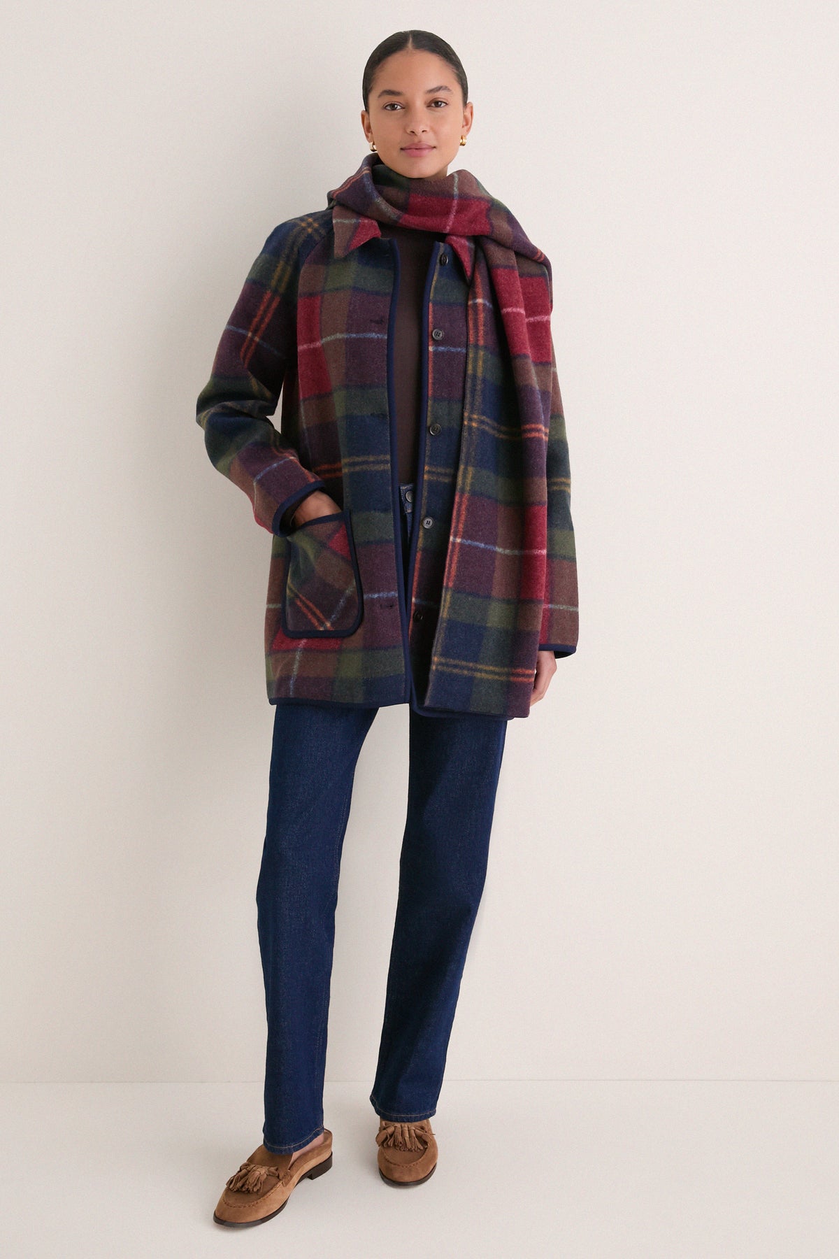 Multi Plaid Gaelle Scarf Jacket