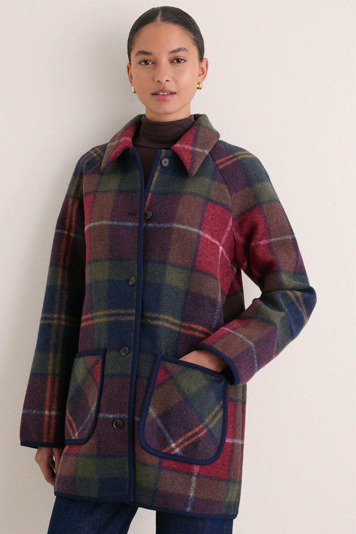 Multi Plaid Gaelle Scarf Jacket