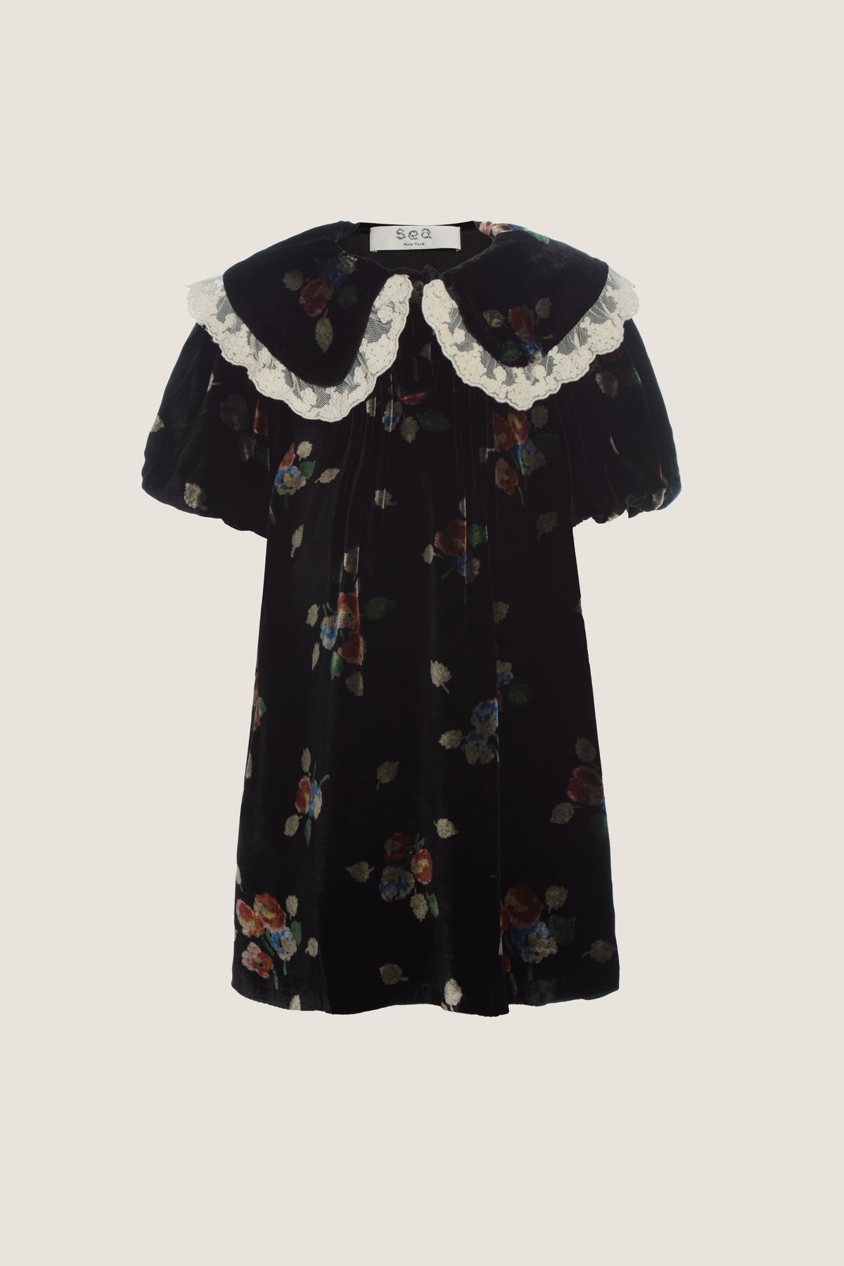 Kids Black Leda Velvet Puff Sleeve Midi Dress